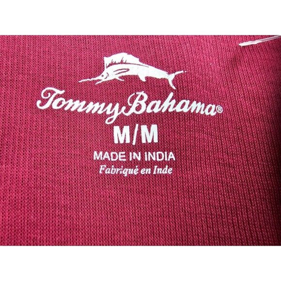 Tommy Bahama Size Medium Mens Burgundy 1/4 Zip Embroidered Chest Logo Sweater - Picture 4 of 12
